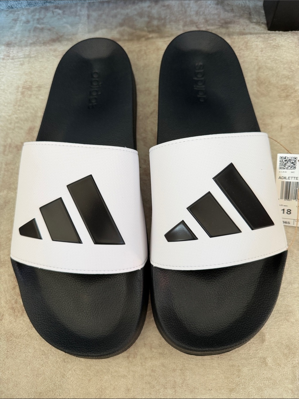 adidas Black & White Adilette Slide Sandals